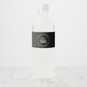 Easy Logo Replacement & Customisable Text Black Water Bottle Label