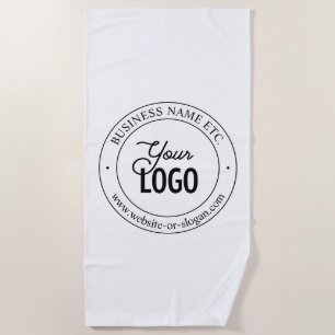 Easy Logo Replacement & Customisable Text   White Beach Towel