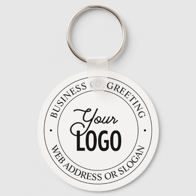 Easy Logo Replacement & Customisable Text | White Key Ring (Front)