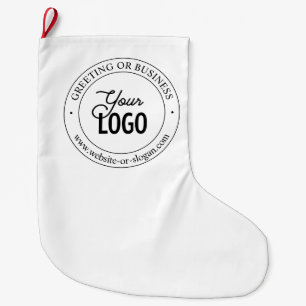 Easy Logo Replacement & Customisable Text   White Large Christmas Stocking