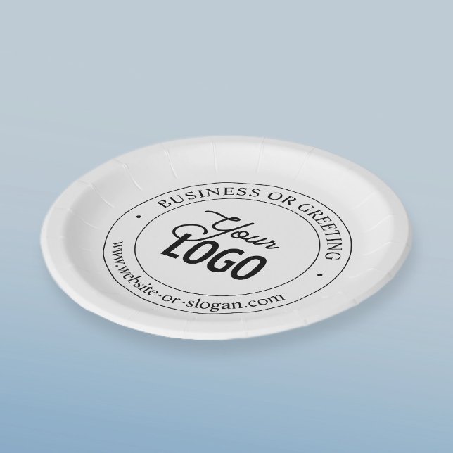 Easy Logo Replacement & Customisable Text | White Paper Plate (Creator Uploaded)