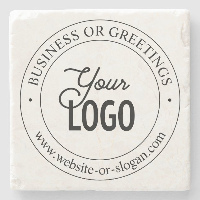 Easy Logo Replacement & Customisable Text | White Stone Coaster (Front)