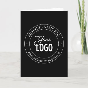 Easy Logo Replacement & Customizable Text Black Thank You Card
