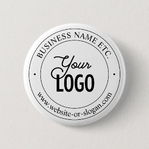 Easy Logo Replacement & Customizable Text White 6 Cm Round Badge