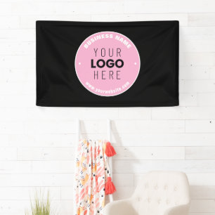 Easy Logo Replacement & Editable Text Pink/DIY Banner