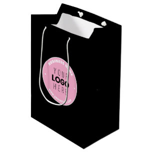 Easy Logo Replacement & Editable Text   Pink/DIY Medium Gift Bag