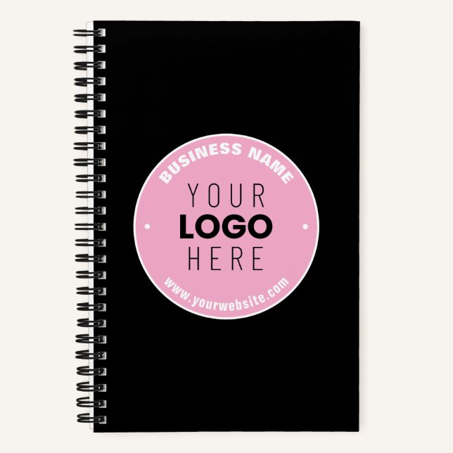 Easy Logo Replacement & Editable Text | Pink/DIY Notebook (Front)