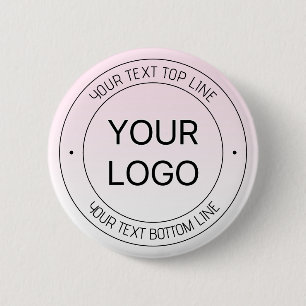 Easy Logo Replacement & Editable Text Pink Ombre 6 Cm Round Badge