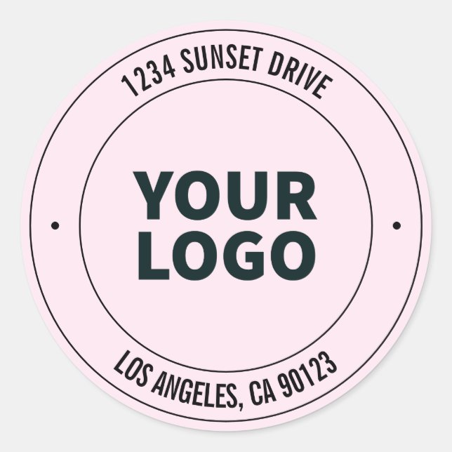 Easy Logo Replacement & Editable Text Pink Ombre Classic Round Sticker (Front)