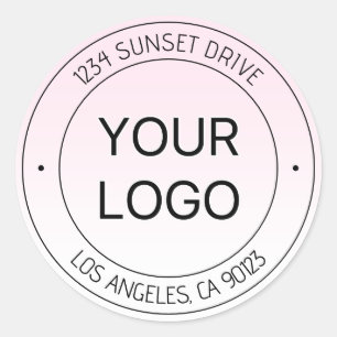 Easy Logo Replacement & Editable Text Pink Ombre Classic Round Sticker
