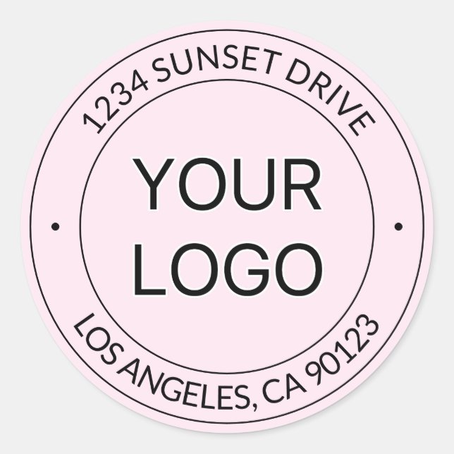 Easy Logo Replacement & Editable Text Pink Ombre Classic Round Sticker (Front)