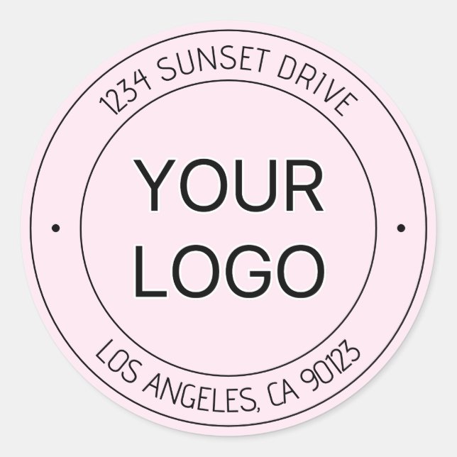 Easy Logo Replacement & Editable Text Pink Ombre Classic Round Sticker (Front)