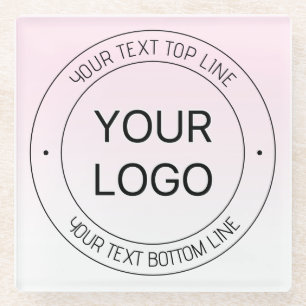 Easy Logo Replacement & Editable Text Pink Ombre Glass Coaster