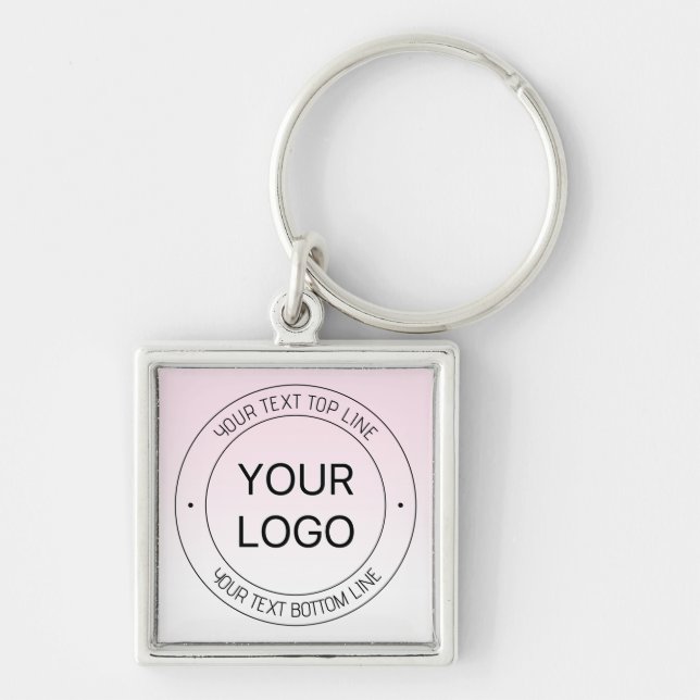 Easy Logo Replacement & Editable Text Pink Ombre Key Ring (Front)