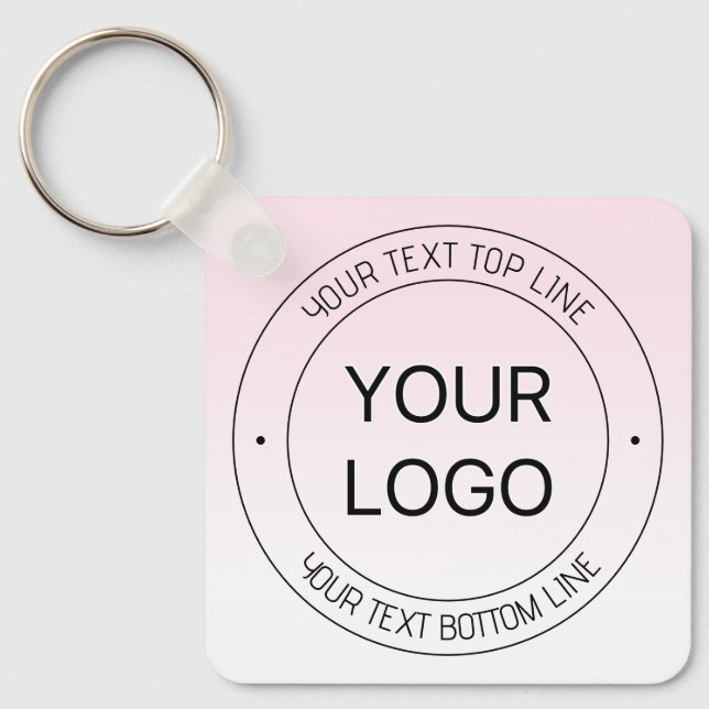 Easy Logo Replacement & Editable Text Pink Ombre Key Ring (Front)