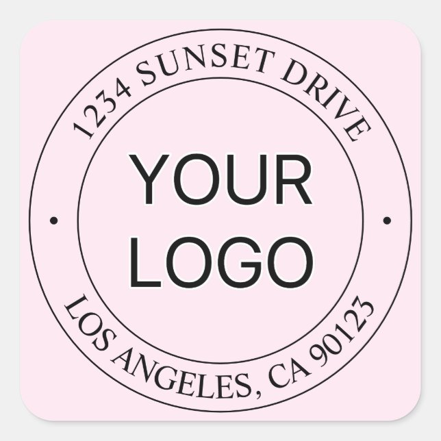 Easy Logo Replacement & Editable Text Pink Ombre Square Sticker (Front)