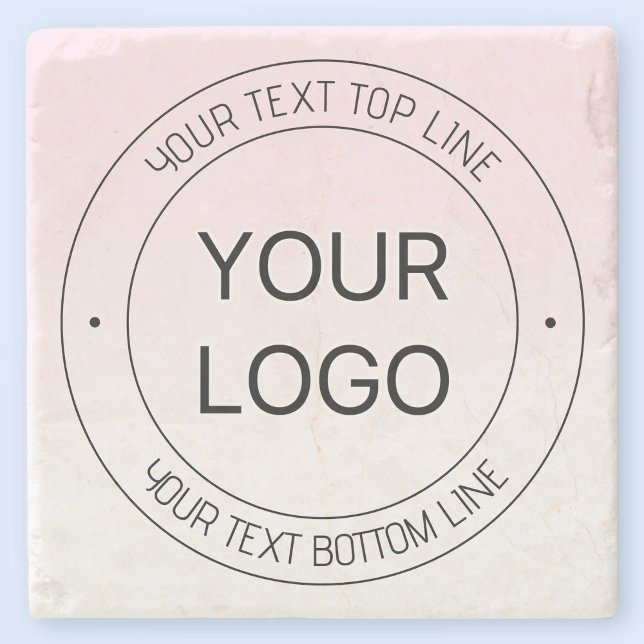 Easy Logo Replacement & Editable Text Pink Ombre Stone Coaster (Creator Uploaded)