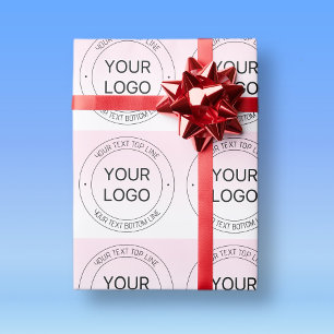 Easy Logo Replacement & Editable Text Pink Ombre Wrapping Paper