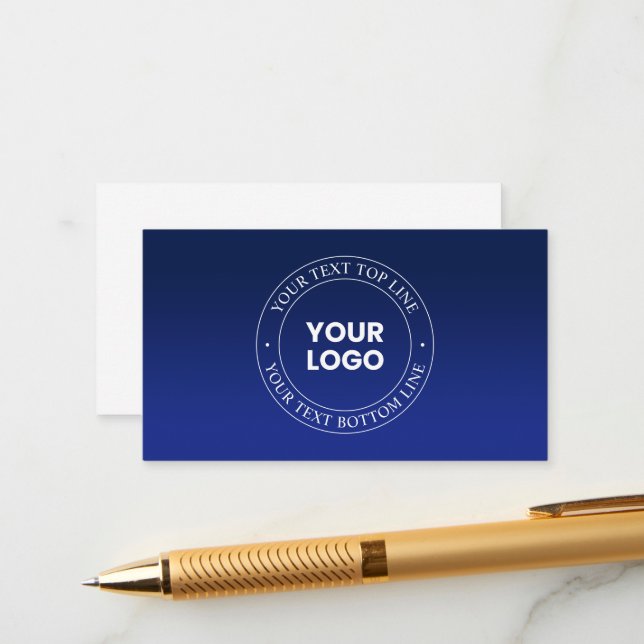 Easy Logo Replacement & Text | Dark Blue Gradient Enclosure Card (Front/Back In Situ)