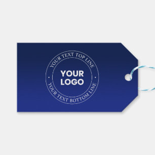 Easy Logo Replacement & Text Dark Blue Gradient Gift Tags