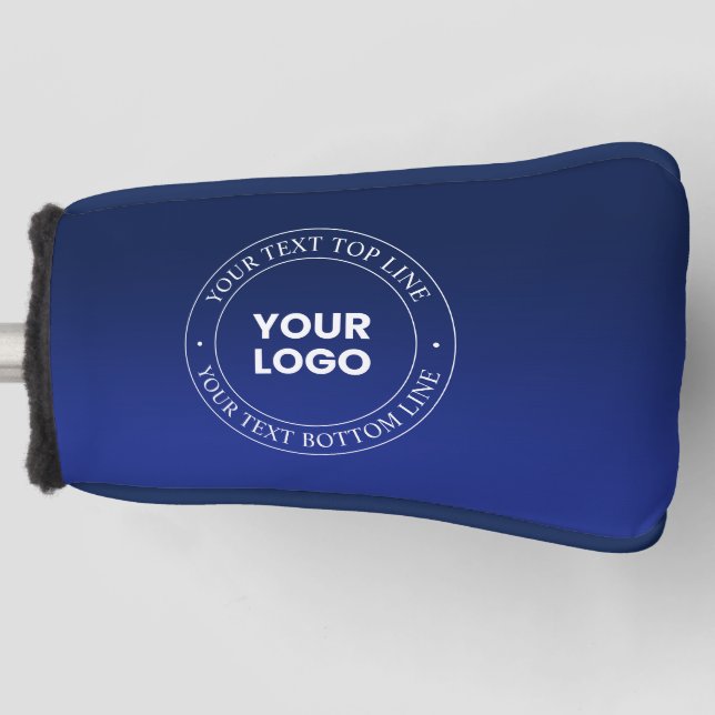 Easy Logo Replacement & Text | Dark Blue Gradient Golf Head Cover (Front)