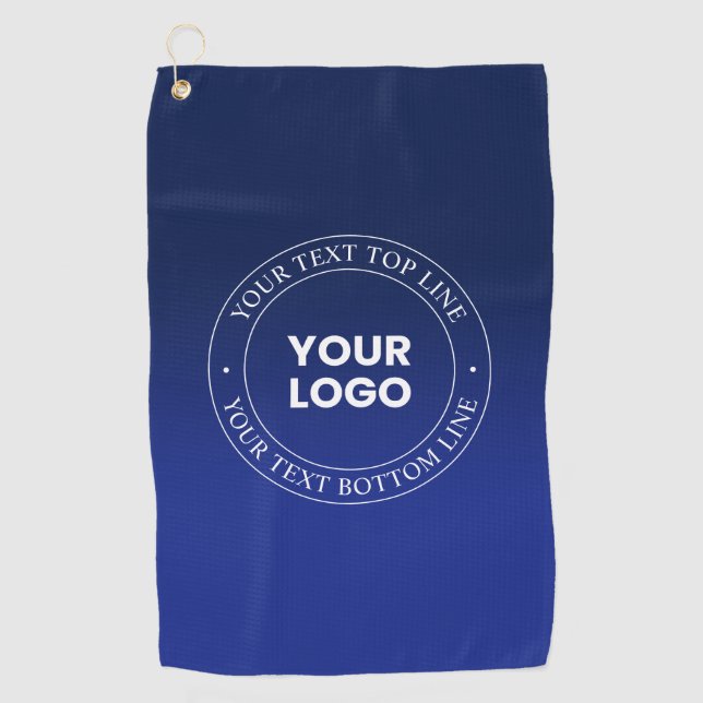 Easy Logo Replacement & Text | Dark Blue Gradient Golf Towel (Front)