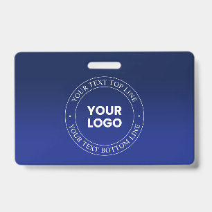 Easy Logo Replacement & Text   Dark Blue Gradient ID Badge