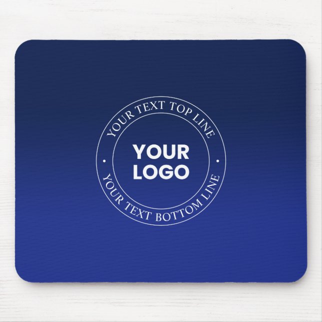 Easy Logo Replacement & Text | Dark Blue Gradient Mouse Mat (Front)