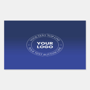 Easy Logo Replacement & Text   Dark Blue Gradient Rectangular Sticker