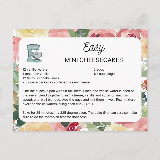 Easy Mini Cheesecake Postcard (Front)