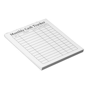 Easy Monthly Cash Tracker Notepad