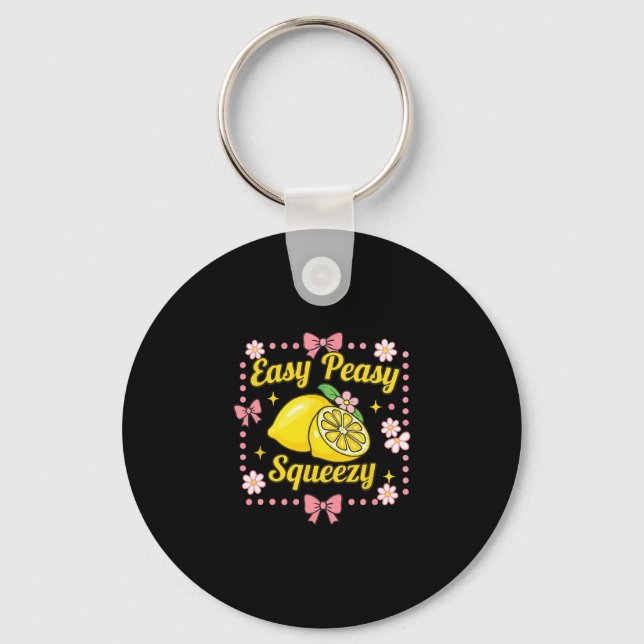 Easy Peasy Lemon Squeezy Lemonade Crew Funny Lemon Key Ring (Front)