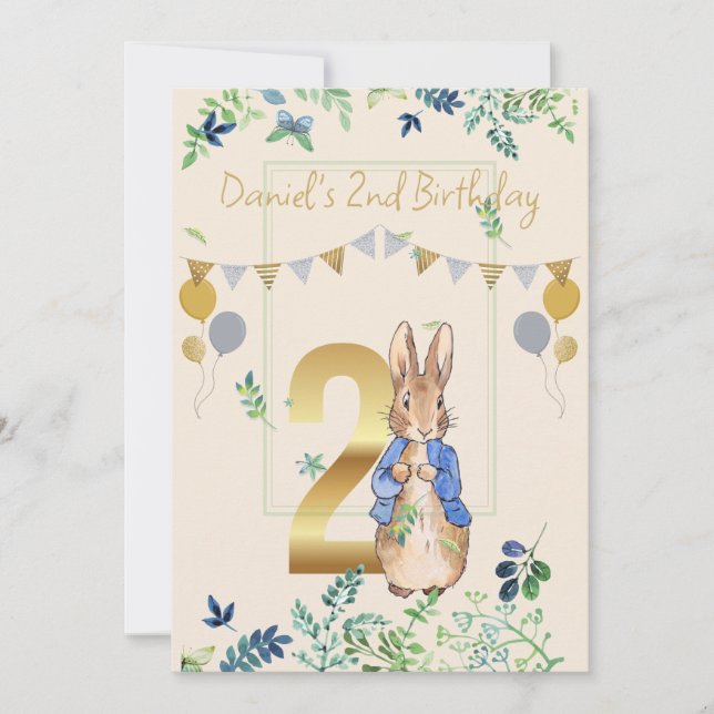 Easy Personalize 2nd Birthday Peter the Rabbit  Invitation (Front)