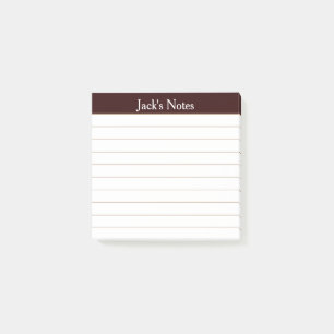 Easy Read Chocolate Brown Lined Personalized Post-it Notes