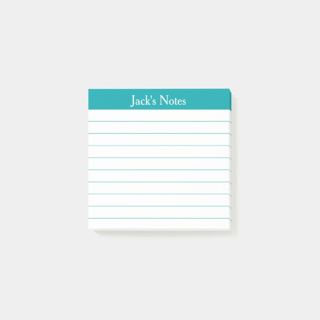 Easy Read Classic Teal Lined Personalized Post-it Notes (Front)