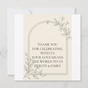Easy Read Olive Botanical Wedding Thank You Card