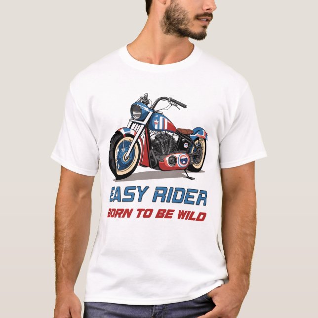 Easy Rider Motorcycle Chopper Stars and Stripes T-Shirt (Front)