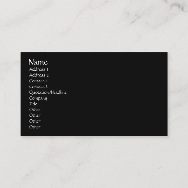 Easy Template, plain black Business Card (Front)
