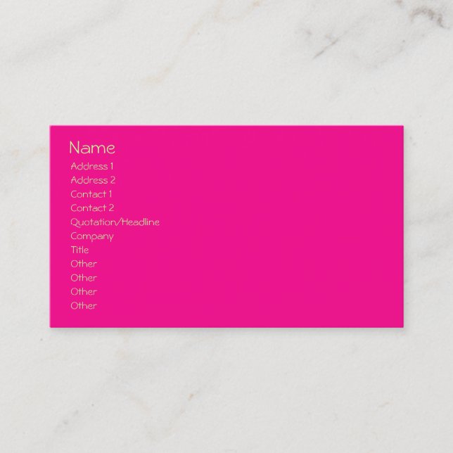 Easy Template, plain hot pink + mandarin orange Business Card (Front)