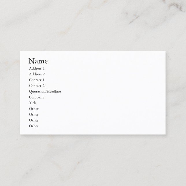 Easy template, plain white business card (Front)