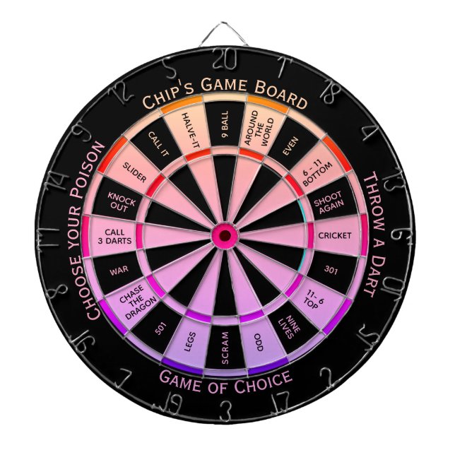 Easy Text Personal Peach to Purple Regulation  Dartboard (Front)