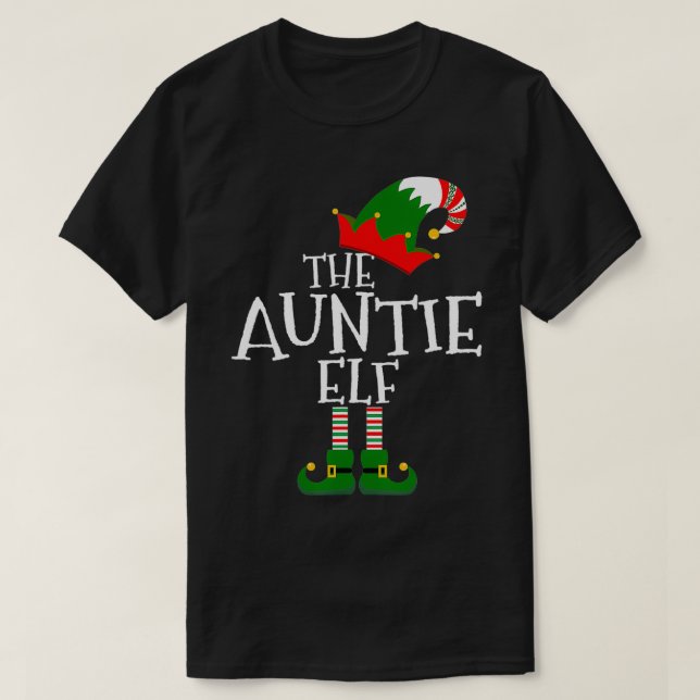 Easy The Auntie Elf Costume Matching Family Group  T-Shirt (Design Front)
