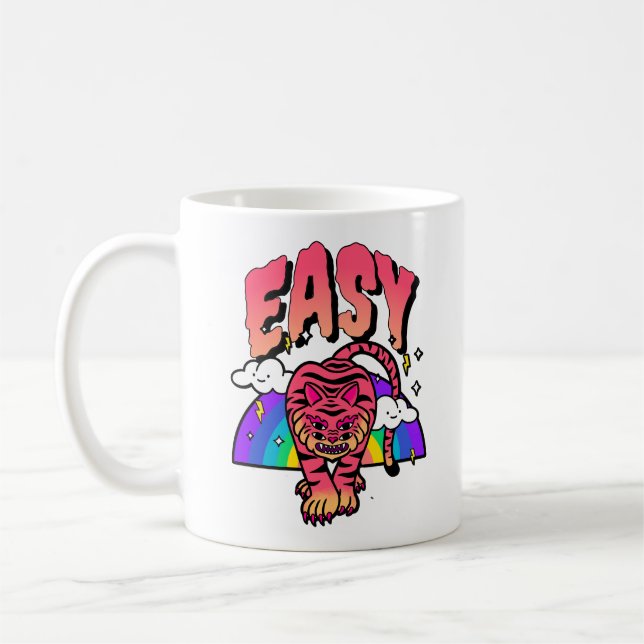EASY Tiger Classic Mug – Retro Rainbow Fierce Fun (Left)