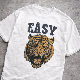 EASY Tiger Funny Vintage Distressed Typography T-Shirt