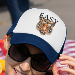Easy Tiger Portrait Faux Sequin look Trendy Trucker Hat