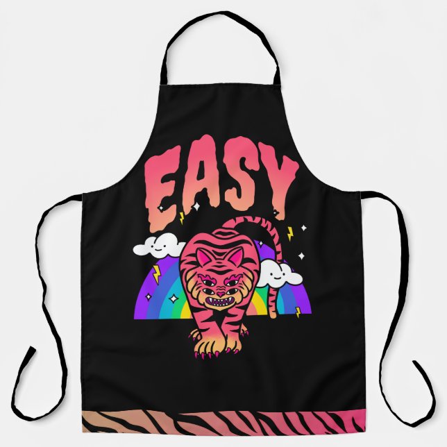 EASY Tiger Retro Rainbow Apron with Tiger Stripes (Front)