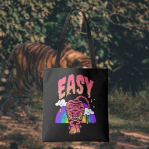 EASY Tiger Retro Rainbow Tote Bag Tiger Stripe