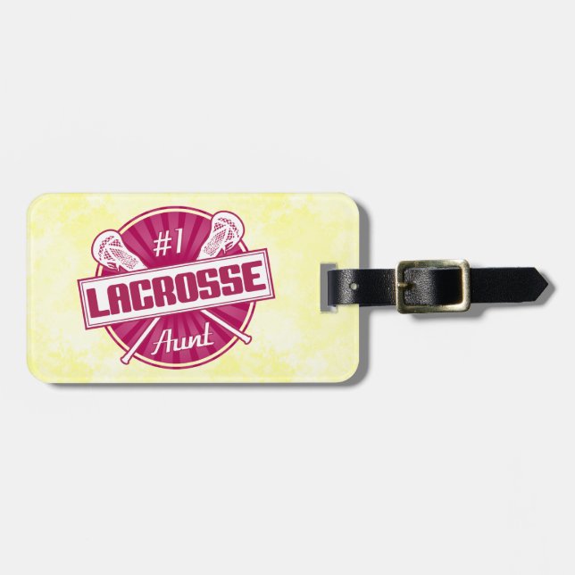 Easy To Customise Lacrosse Aunt Luggage Tag (Front Horizontal)