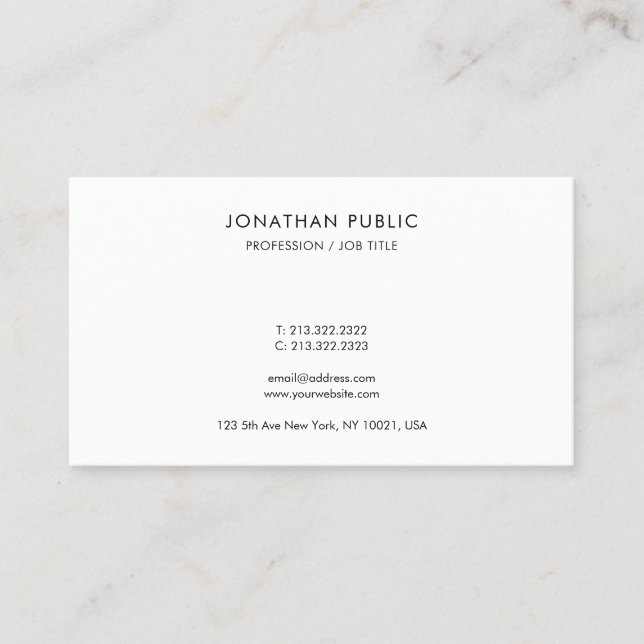 Easy to Make Modern Simple Elegant Template Business Card (Front)
