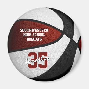 Easy to personalise basketball gifts maroon black magnet